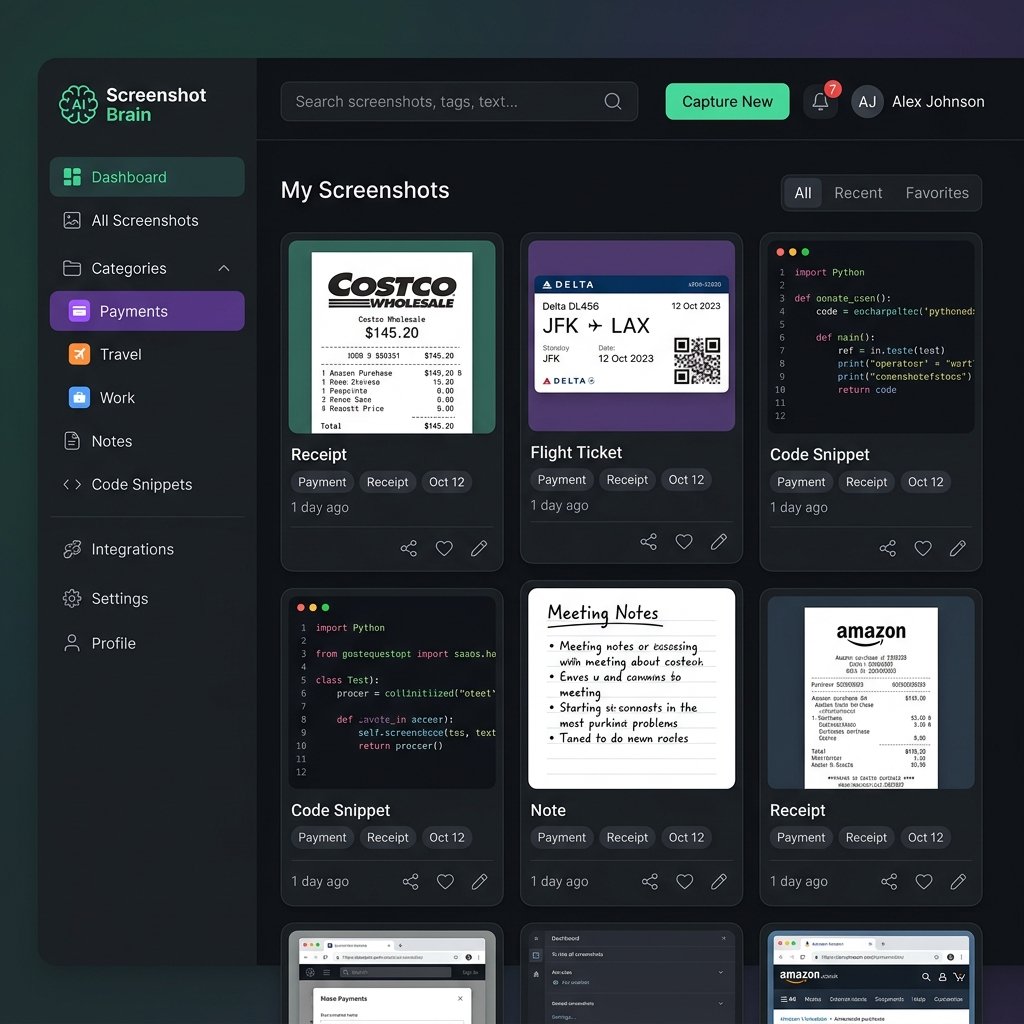 Screenshot Brain Dashboard Mockup